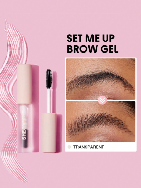 SHEGLAM جل الحواجب Set Me Up جل حواجب شفاف مقاوم للماء يدوم طويلاً، يدوم طويلاً، مرطب للحواجب